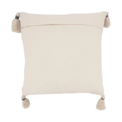 Saro Lifestyle Color Band Fringed Outdoor Poly Filled Throw Pillow, 18"x18", Blue