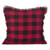 20" Fringed Buffalo Plaid Pillow Down Filled Red - SARO Lifestyle -Saro Lifestyle GUEST 30ed413c e8c8 4400 b44e 9f77bf1e29e3