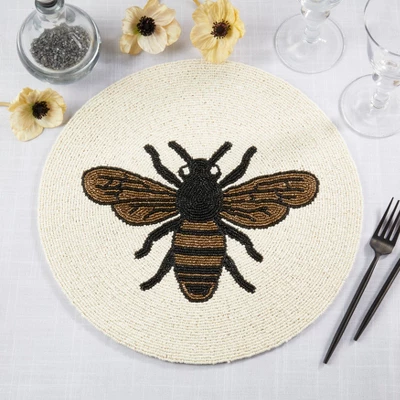 Saro Lifestyle Honeybee Treasure Placemat (Set Of 4), 15"x15", Gold 6 Saro Lifestyle Honeybee Treasure Placemat (Set Of 4), 15"x15", Gold - Image 4