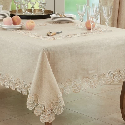 Saro Lifestyle Elegant Tablecloth With Lace Rose Border 6 Saro Lifestyle Elegant Tablecloth With Lace Rose Border - Image 4