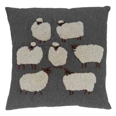 Saro Lifestyle Embroidered Sheep Decorative Pillow Cover 5 Saro Lifestyle Embroidered Sheep Decorative Pillow Cover - Image 3