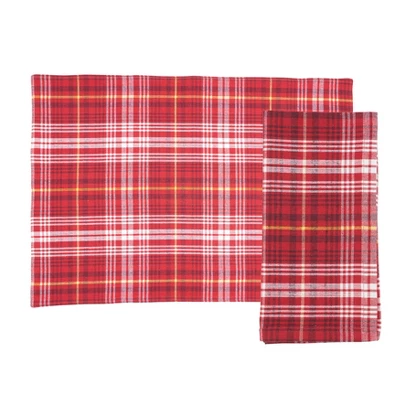 Saro Lifestyle Rustic Recycled Plaid Placemat And Napkin (Set Of 8), Red 9 Saro Lifestyle Rustic Recycled Plaid Placemat And Napkin (Set Of 8), Red - Image 7