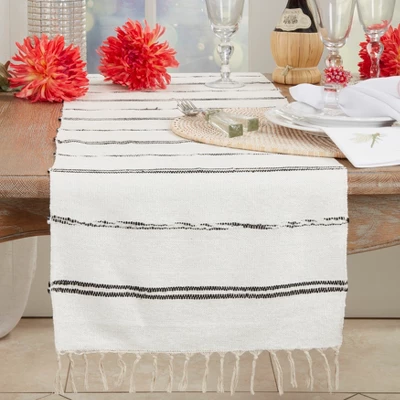 Saro Lifestyle Modern Minimalist Striped Table Runner, Beige, 16"x72" 4 Saro Lifestyle Modern Minimalist Striped Table Runner, Beige, 16"x72" - Image 2