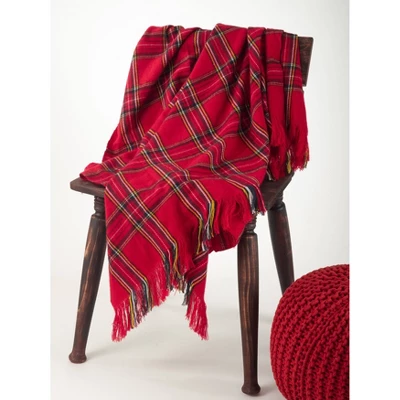 Red Plaid Design Throw (50"X60"): Saro Lifestyle, Acrylic & Polyester, Hand Wash, Tumble Dry, All Ages 4 Red Plaid Design Throw (50"X60"): Saro Lifestyle, Acrylic & Polyester, Hand Wash, Tumble Dry, All Ages - Image 2