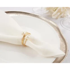 Saro Lifestyle Napkin Holder Rings With Double Pearl Design (Set Of 4) -Saro Lifestyle GUEST 387a87a0 5645 4f02 94e9 df2436bd03dc