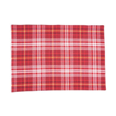 Saro Lifestyle Rustic Recycled Plaid Placemat And Napkin (Set Of 8), Red 4 Saro Lifestyle Rustic Recycled Plaid Placemat And Napkin (Set Of 8), Red - Image 2