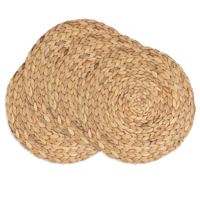 Saro Lifestyle Handwoven Water Hyacinth Placemat (Set Of 4), 15"x15", Beige 4 Saro Lifestyle Handwoven Water Hyacinth Placemat (Set Of 4), 15"x15", Beige - Image 2