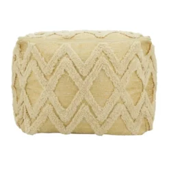 Saro Lifestyle Tufted Pouf With Foil Print Design