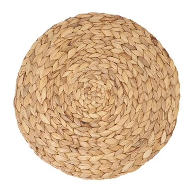 Saro Lifestyle Handwoven Water Hyacinth Placemat (Set Of 4), 15"x15", Beige 3 Saro Lifestyle Handwoven Water Hyacinth Placemat (Set Of 4), 15"x15", Beige