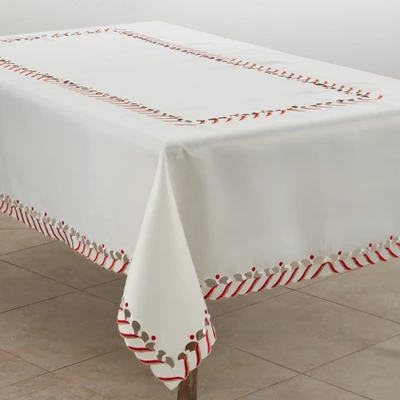 Saro Lifestyle Candy Cane Design Holiday Christmas Tablecloth 7 Saro Lifestyle Candy Cane Design Holiday Christmas Tablecloth - Image 5