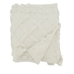 Saro Lifestyle Chic Tufted Throw With Tassels, White, 50"x60"