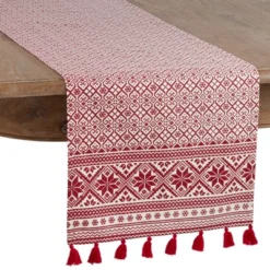 Saro Lifestyle Christmas Pattern Cotton Table Runner -Saro Lifestyle GUEST 40ba9a71 fbce 4690 8024 84ee1e8f16f7