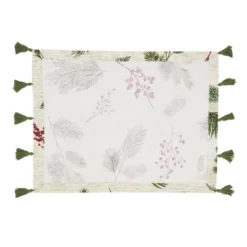 Saro Lifestyle Pine Needle And Red Berry Design Holiday Placemats (Set Of 4)