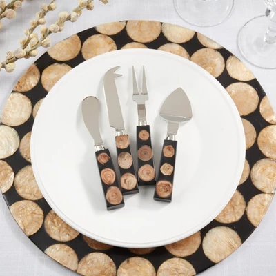 Saro Lifestyle Wood And Resin Fusion Cheese Cutlery Set, Black 5 Saro Lifestyle Wood And Resin Fusion Cheese Cutlery Set, Black - Image 3