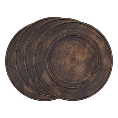 Saro Lifestyle Wooden Charger, 13" Ø Round, Brown (Set Of 4) 4 Saro Lifestyle Wooden Charger, 13" Ø Round, Brown (Set Of 4) - Image 2