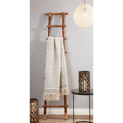 50"x60" Chunky Fringe Striped Design Throw Blanket Gray - Saro Lifestyle 5 50"x60" Chunky Fringe Striped Design Throw Blanket Gray - Saro Lifestyle - Image 3