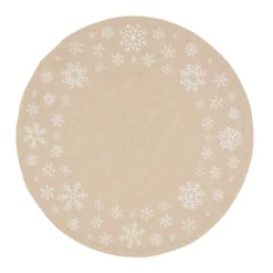 Saro Lifestyle Saro Lifestyle Embroidered Snowflakes Round Placemats (Set Of 4), Natural, 14" -Saro Lifestyle GUEST 46ca53ad 5bce 4f5f aa26 9409ca77382d