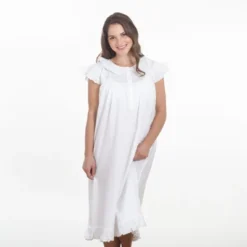 Saro Lifestyle Cotton Nightgown With Embroidered Design