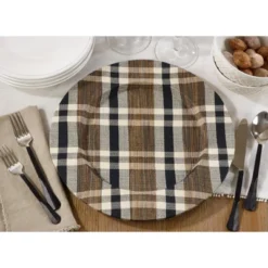 Saro Lifestyle Plaid Woven Water Hyacinth Charger, 13" Ø Round, Natural (Set Of 4) -Saro Lifestyle GUEST 495ca82f 7918 4262 83ca 6a93d1077b8b