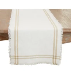 Saro Lifestyle Trendy Fringed Stripe Table Runner, Beige, 13"x72" 7 Saro Lifestyle Trendy Fringed Stripe Table Runner, Beige, 13"x72" -Saro Lifestyle GUEST 49ac7b02 c47d 46fb 80ca 0d93fb7008bc