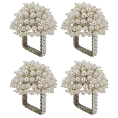 Saro Lifestyle Napkin Rings With Pearl Dome Design (Set Of 4) 3 Saro Lifestyle Napkin Rings With Pearl Dome Design (Set Of 4)