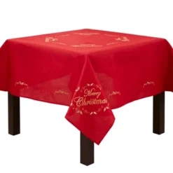 Saro Lifestyle Merry Christmas Embroidered Design Tablecloth -Saro Lifestyle GUEST 4c3422ef ff59 484c b95b 10b9de95bb43
