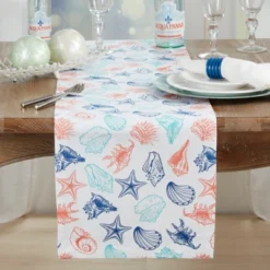 Saro Lifestyle Ocean Breeze Sea Shells Table Runner, 14"x72", Multicolored -Saro Lifestyle GUEST 4ca9f132 0c18 41d6 b7b7 550e1e6ffbfa