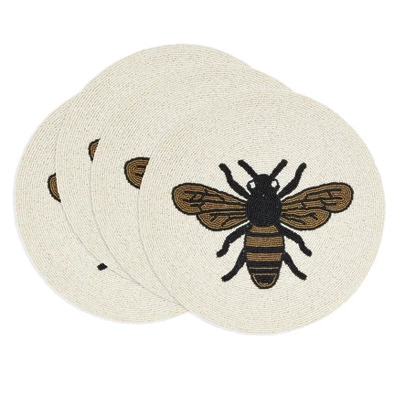 Saro Lifestyle Honeybee Treasure Placemat (Set Of 4), 15"x15", Gold 4 Saro Lifestyle Honeybee Treasure Placemat (Set Of 4), 15"x15", Gold - Image 2