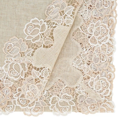 Saro Lifestyle Elegant Tablecloth With Lace Rose Border 3 Saro Lifestyle Elegant Tablecloth With Lace Rose Border