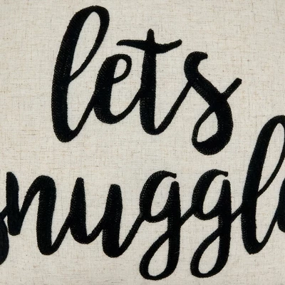 Saro Lifestyle Lets Snuggle Embroidered Decorative Pillow Cover, Natural, 17" 4 Saro Lifestyle Lets Snuggle Embroidered Decorative Pillow Cover, Natural, 17" - Image 2