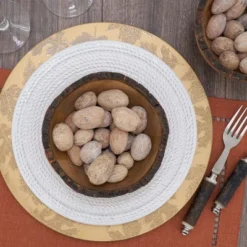 Saro Lifestyle Fall Leaf Round Charger Plates (Set Of 4) -Saro Lifestyle GUEST 4fabd7a8 e1d9 46ea bd29 0e8b9747635f