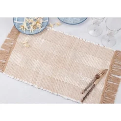 Saro Lifestyle Striped Chindi Table Mats (Set Of 4) -Saro Lifestyle GUEST 50180357 3c08 4e1d 9621 daecea69795c