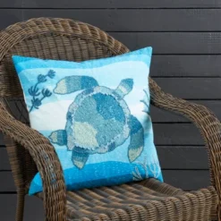 Saro Lifestyle Outdoor Embroidered Turtle Poly Filled Pillow, 20"x20", Blue 8 Saro Lifestyle Outdoor Embroidered Turtle Poly Filled Pillow, 20"x20", Blue -Saro Lifestyle GUEST 5135d143 381e 4076 ab8e 3d5832672b31