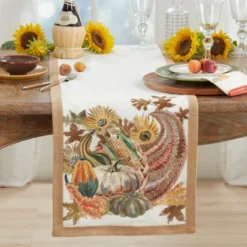 Saro Lifestyle Embroidered Cornucopia Table Runner, 16"x72", Multi -Saro Lifestyle GUEST 51401417 2026 448a b083 beb23e89a947