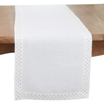 Saro Lifestyle Shimmering Weave Metallic Lattice Table Runner, 16"x72", White 5 Saro Lifestyle Shimmering Weave Metallic Lattice Table Runner, 16"x72", White - Image 3