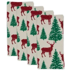 Saro Lifestyle Deer And Christmas Trees Cotton Table Napkins (Set Of 4) -Saro Lifestyle GUEST 51cd3ccc 1d08 4f3d bfbb 5d37866c9c42