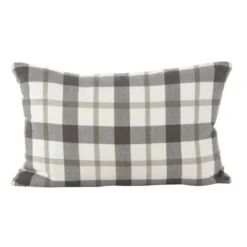 Plaid Down Filled Throw Pillow Gray - Saro Lifestyle -Saro Lifestyle GUEST 529cefd5 65f5 4ac6 9d63 75430b4acf9e