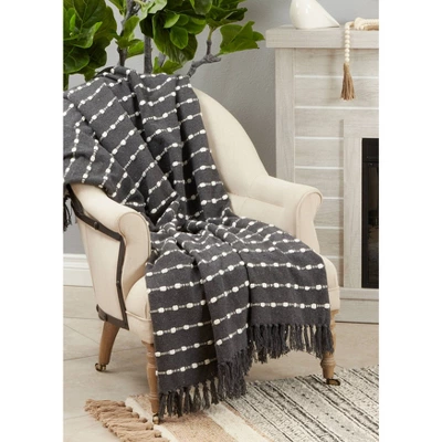 50"x60" Dual-Tone Striped Throw Blanket Black - Saro Lifestyle 4 50"x60" Dual-Tone Striped Throw Blanket Black - Saro Lifestyle - Image 2