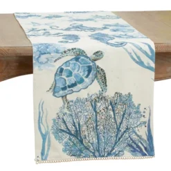 Saro Lifestyle Table Runner With Sea Life Design, Blue, 16" X 72" 7 Saro Lifestyle Table Runner With Sea Life Design, Blue, 16" X 72" -Saro Lifestyle GUEST 538d758d 0e04 4d33 bfa8 1d10b8d649da