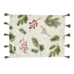 Saro Lifestyle Pine Needle And Red Berry Design Holiday Placemats (Set Of 4) -Saro Lifestyle GUEST 5404da64 fa1f 49a2 8087 cac2407a7ff1