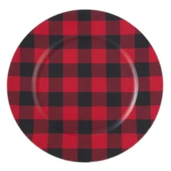 Set Of 4 Buffalo Plaid Design Table Chargers Red/Black - Saro Lifestyle 7 Set Of 4 Buffalo Plaid Design Table Chargers Red/Black - Saro Lifestyle -Saro Lifestyle GUEST 54099777 b049 4743 8bb3 0f047e39b90d