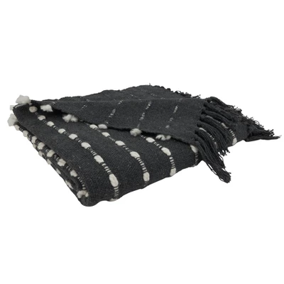50"x60" Dual-Tone Striped Throw Blanket Black - Saro Lifestyle 5 50"x60" Dual-Tone Striped Throw Blanket Black - Saro Lifestyle - Image 3