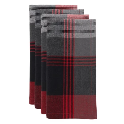 Saro Lifestyle Cotton Plaid Napkin, 20" Square, Red (Set Of 4) 4 Saro Lifestyle Cotton Plaid Napkin, 20" Square, Red (Set Of 4) - Image 2