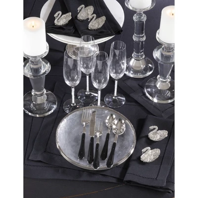 70"x104" Tablecloth With Hemstitch Border Design Black - Saro Lifestyle: Machine Washable, Polyester, Fits 52x70 Table 7 70"x104" Tablecloth With Hemstitch Border Design Black - Saro Lifestyle: Machine Washable, Polyester, Fits 52x70 Table - Image 5