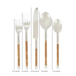 Saro Lifestyle Artisan Cork-Handled Flatware Set, Beige