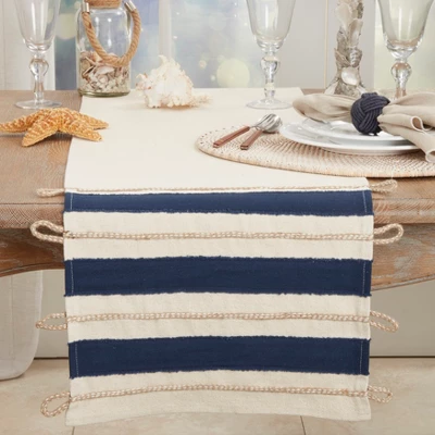 Saro Lifestyle Seaside Serenity Rope Applique Table Runner, 16"x72", Blue 4 Saro Lifestyle Seaside Serenity Rope Applique Table Runner, 16"x72", Blue - Image 2