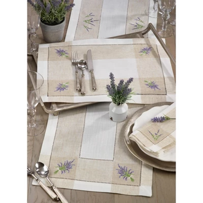 Saro Lifestyle Embroidered Lavender Hemstitch Napkin, 20" Square, Ivory (Set Of 4) 4 Saro Lifestyle Embroidered Lavender Hemstitch Napkin, 20" Square, Ivory (Set Of 4) - Image 2