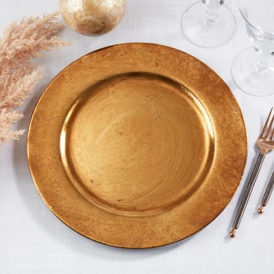 Saro Lifestyle Classic Antique Charger Plate (Set Of 4), 13"x13", Brown 6 Saro Lifestyle Classic Antique Charger Plate (Set Of 4), 13"x13", Brown - Image 4