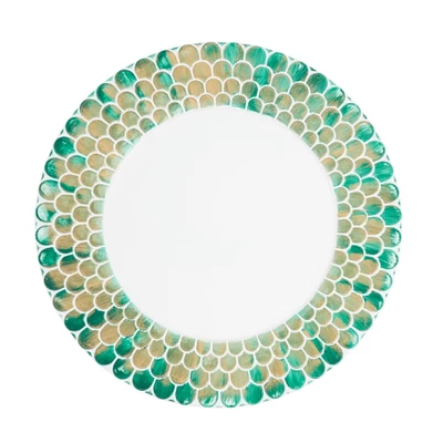 Saro Lifestyle Scalloped Gleam Charger Plate (Set Of 4), 13"x13", Green 7 Saro Lifestyle Scalloped Gleam Charger Plate (Set Of 4), 13"x13", Green - Image 5