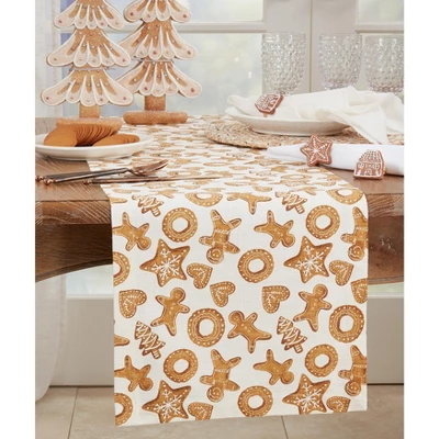 Saro Lifestyle Gingerbread Design Table Runner, Brown, 14" X 72" 4 Saro Lifestyle Gingerbread Design Table Runner, Brown, 14" X 72" - Image 2